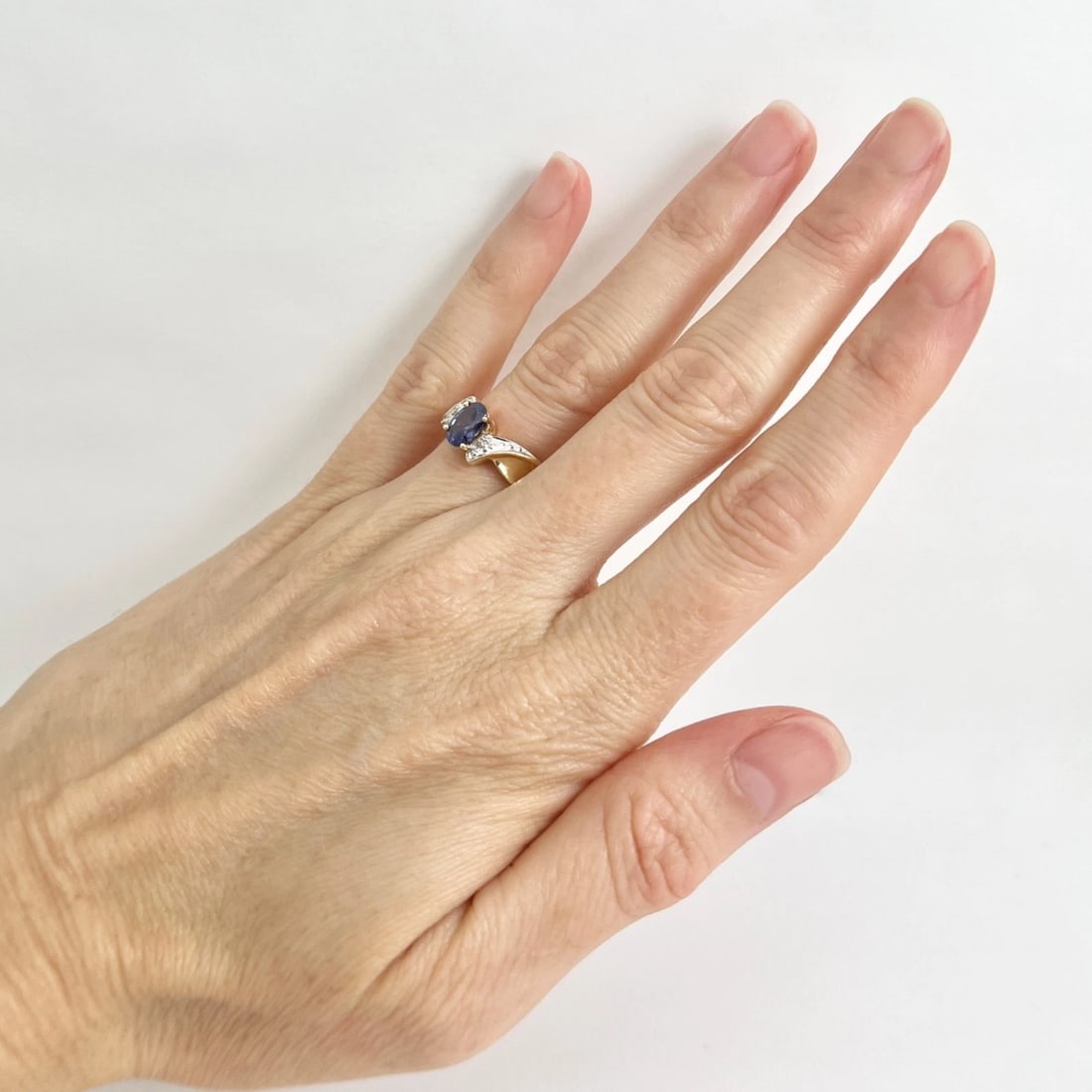 Blue Tanzanite Diamond Statement Ring 14K Yellow Gold, 3.67 Grams - 4