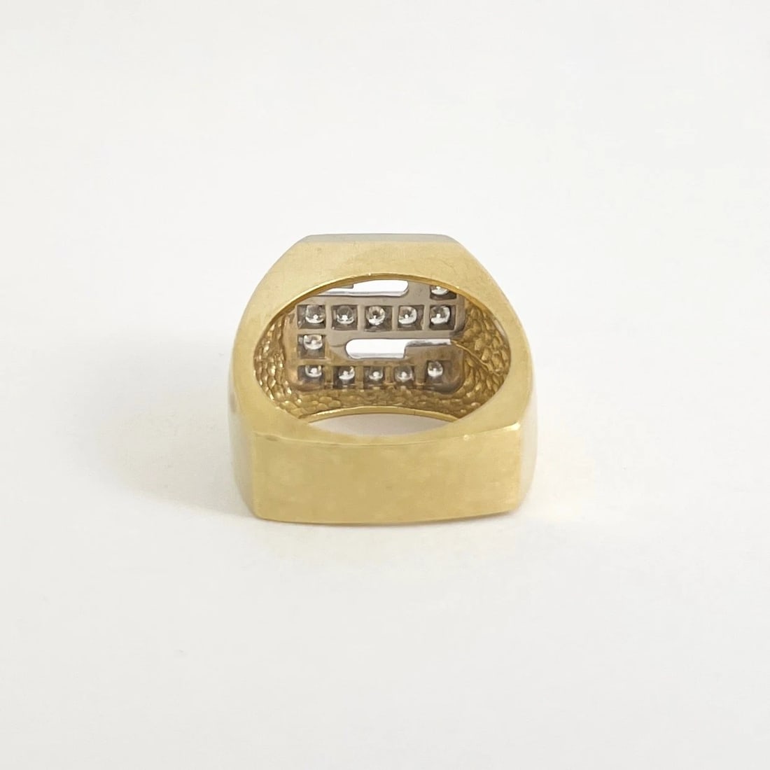 Letter S Initial Two-Tone Diamond Ring 18K Yellow Gold, 11.61 Grams - 11