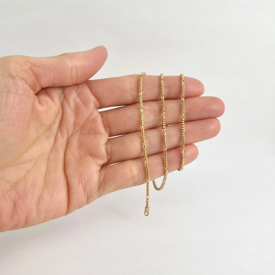 Italian Rounded Wheat Chain Necklace 14K Yellow Gold, 16 Inches, 2 mm, 6.41 Gram - 3