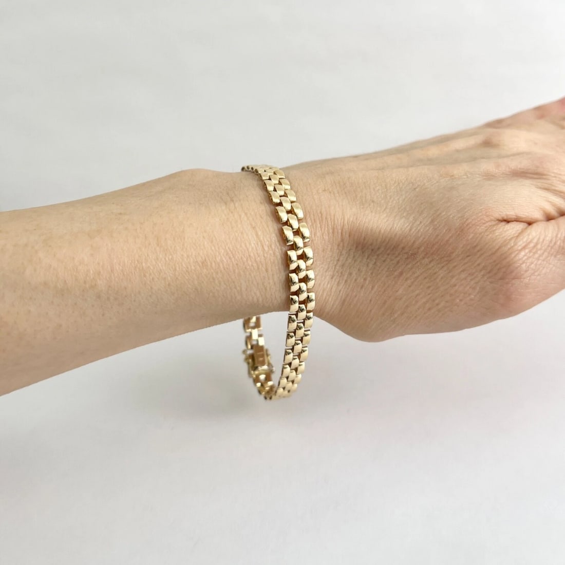 Italian Panther Chain Link Bracelet 14K Yellow Gold, 7.5 Inches, 10.55 Grams - 5