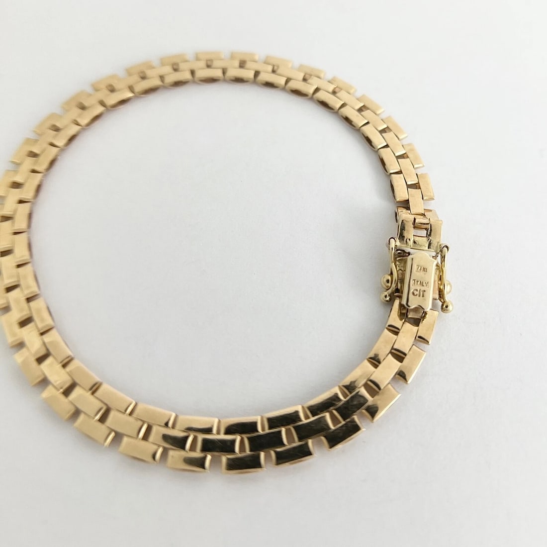 Italian Panther Chain Link Bracelet 14K Yellow Gold, 7.5 Inches, 10.55 Grams - 8