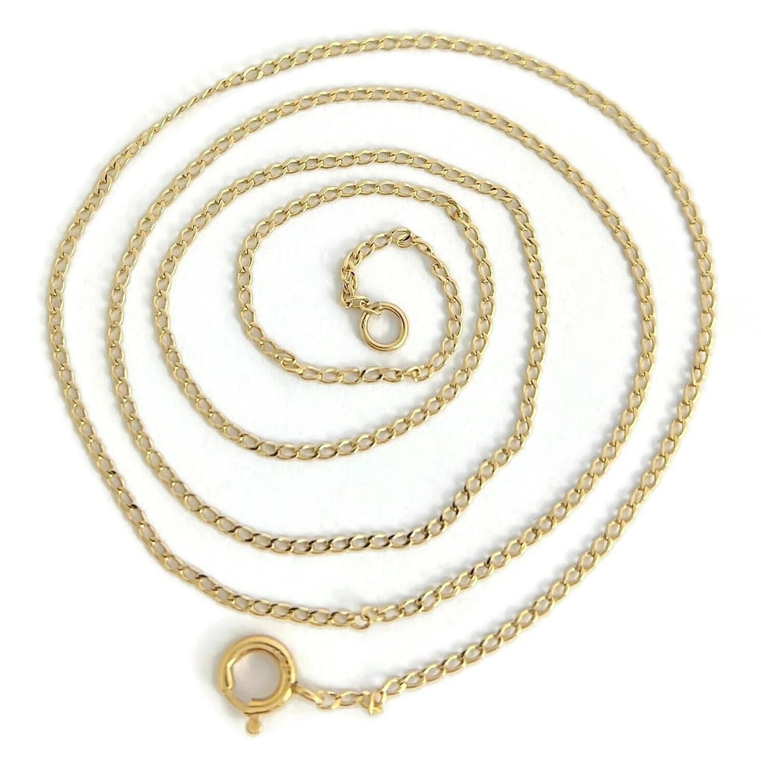 Thin Curb Chain Necklace 14K Yellow Gold, 17.5 Inches, 1.2 mm, 1.19 Grams: Thin Curb Chain Necklace 14K Yellow Gold, 17.5 Inches, 1.2 mm, 1.19 Grams This is a classic chain necklace. Please let us know if you have any questions. Metal: 14K yellow gold Weight: 1.19 grams Stam