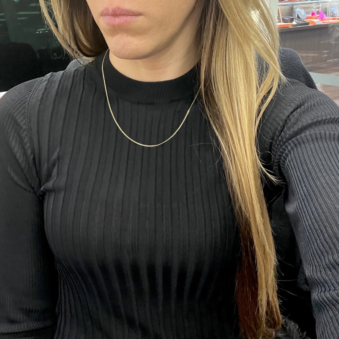 Thin Curb Chain Necklace 14K Yellow Gold, 17.5 Inches, 1.2 mm, 1.19 Grams - 4