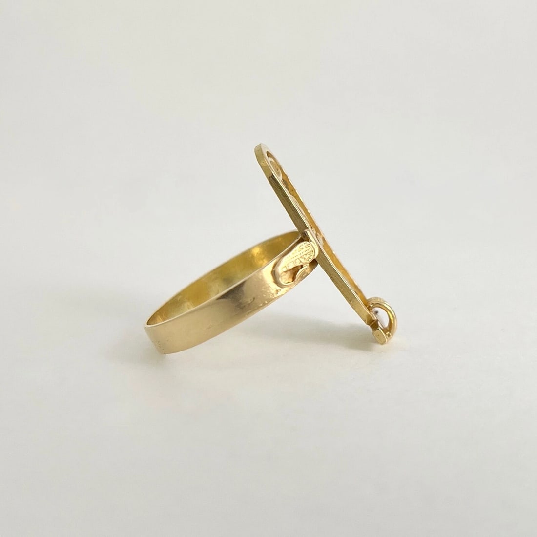 Estate Long Hieroglyphic Egyptian Bird Cartouche Ring 18K Yellow Gold, 5.51 Gram - 7