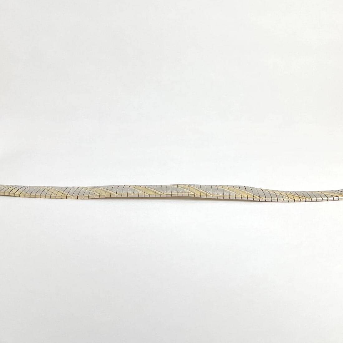 Estate Italian Two-Tone Omega Bracelet 14K Yellow White Gold, 14.53 Grams - 9