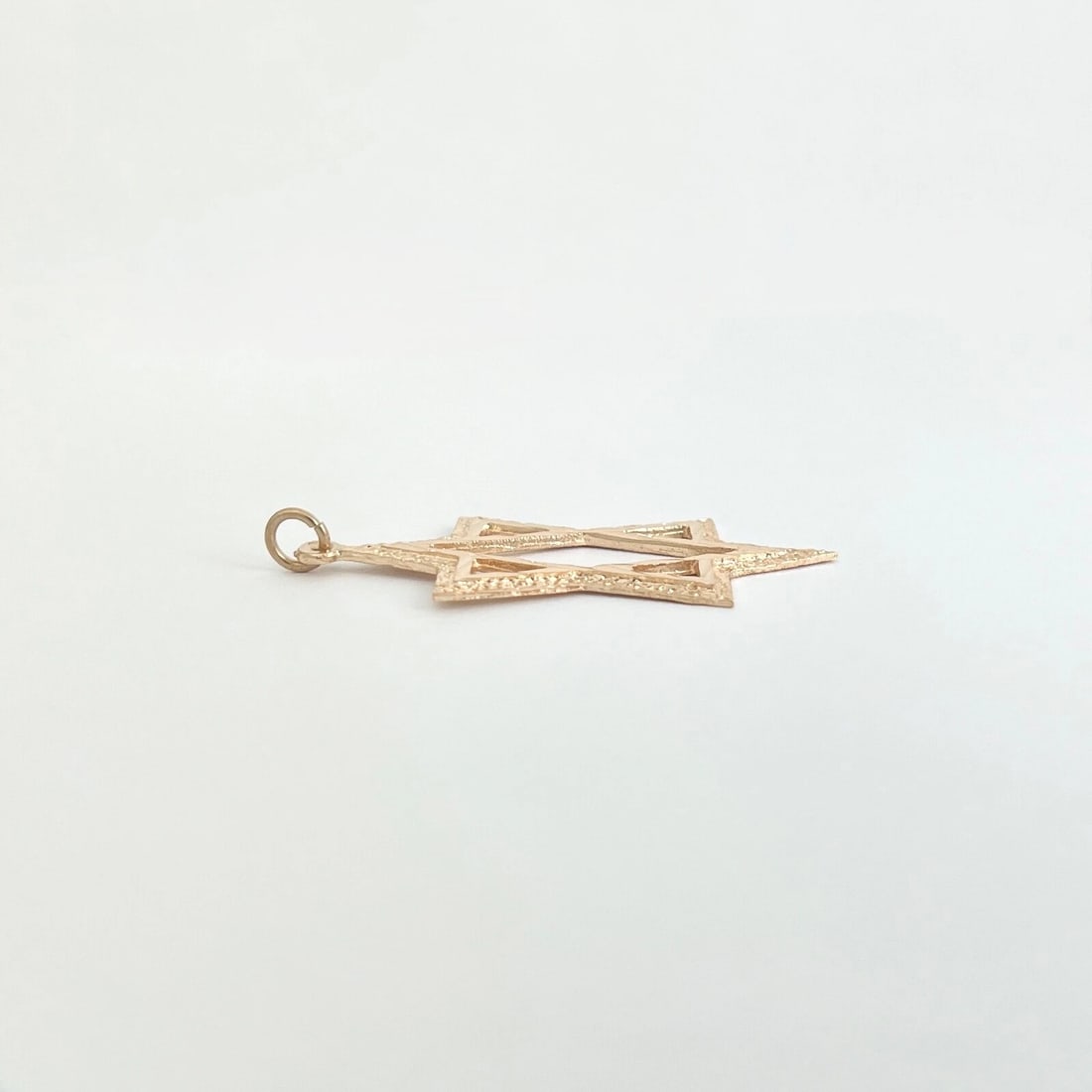 Star of David Necklace Pendant Charm 14K Rose Gold, 1.75 Inches, 2.98 Grams - 6