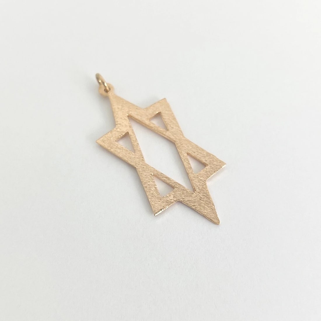 Star of David Necklace Pendant Charm 14K Rose Gold, 1.75 Inches, 2.98 Grams - 7