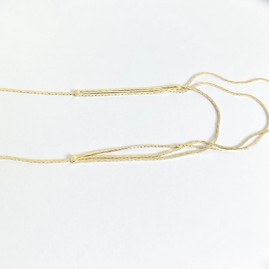 Italian Thin Multi Strand Triple Layer Chain Necklace 14K Yellow Gold, 6.23 Gram - 7