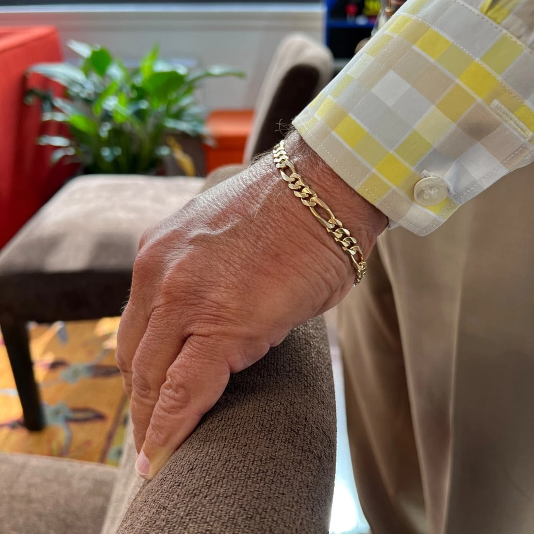 Men's Figaro Chain Bracelet 14K Yellow Gold, 8.25 Inches, 6 mm, 14.87 Grams - 5