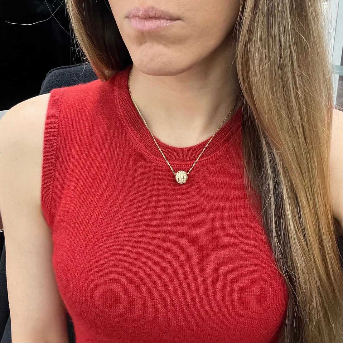 CZ Cubic Zirconia Ball Bead Pendant Necklace 14K Yellow Gold, 4.47 Grams - 5