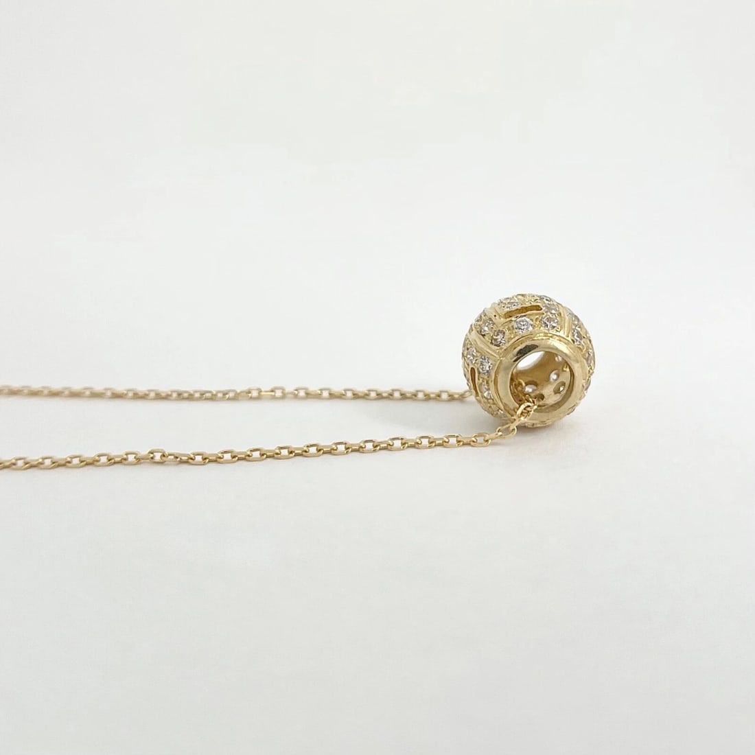 CZ Cubic Zirconia Ball Bead Pendant Necklace 14K Yellow Gold, 4.47 Grams - 6