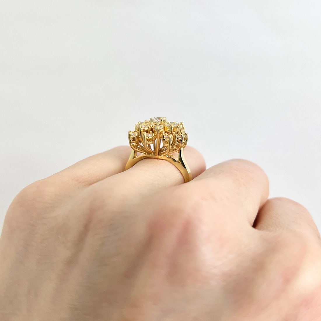 Diamond Cluster Cocktail Statement Ring 14K Yellow Gold .61 CTW, 6.07 Grams - 7