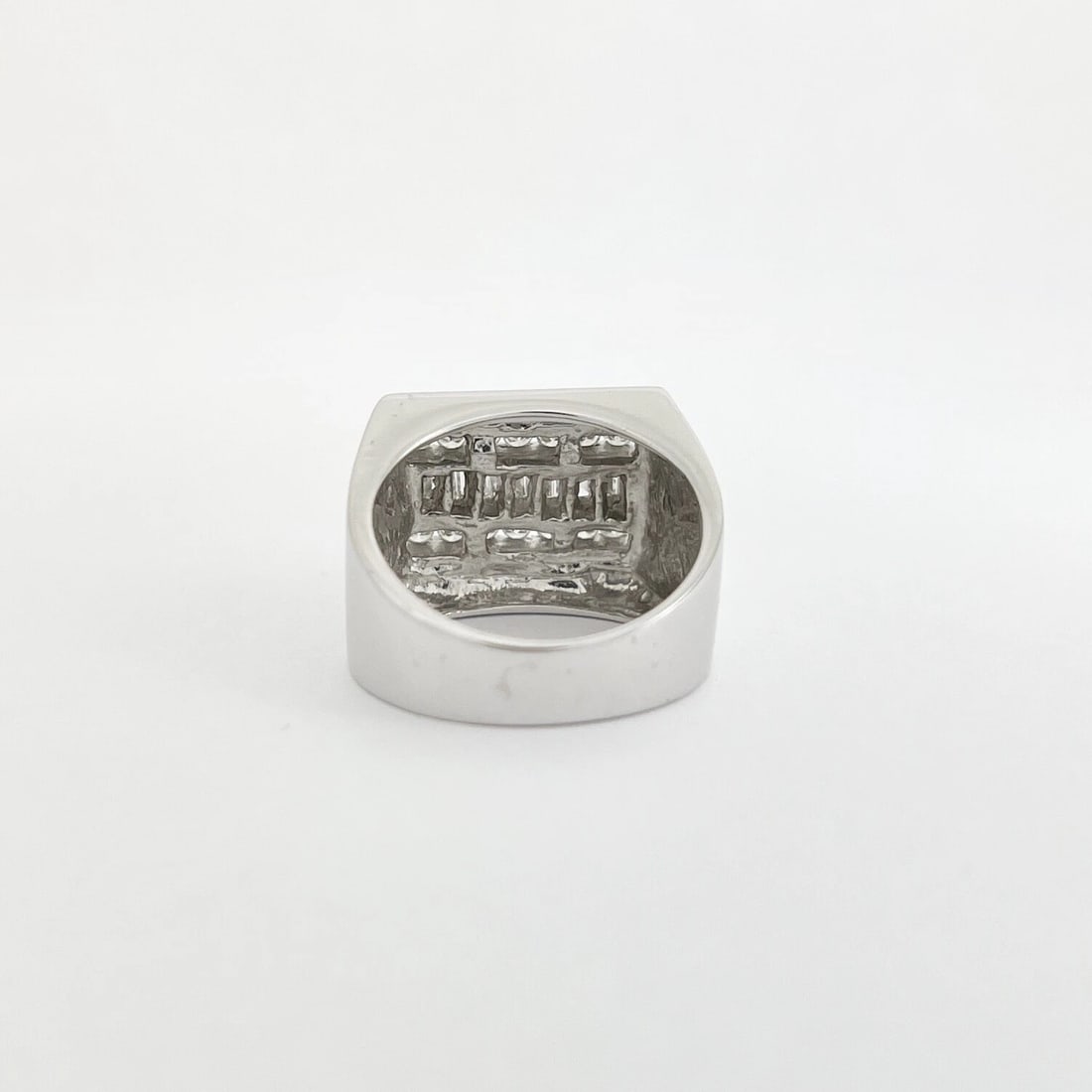 Men's Flat Top Baguette Round Diamond Channel-Set Ring 18K White Gold, 16.75 Gr - 8