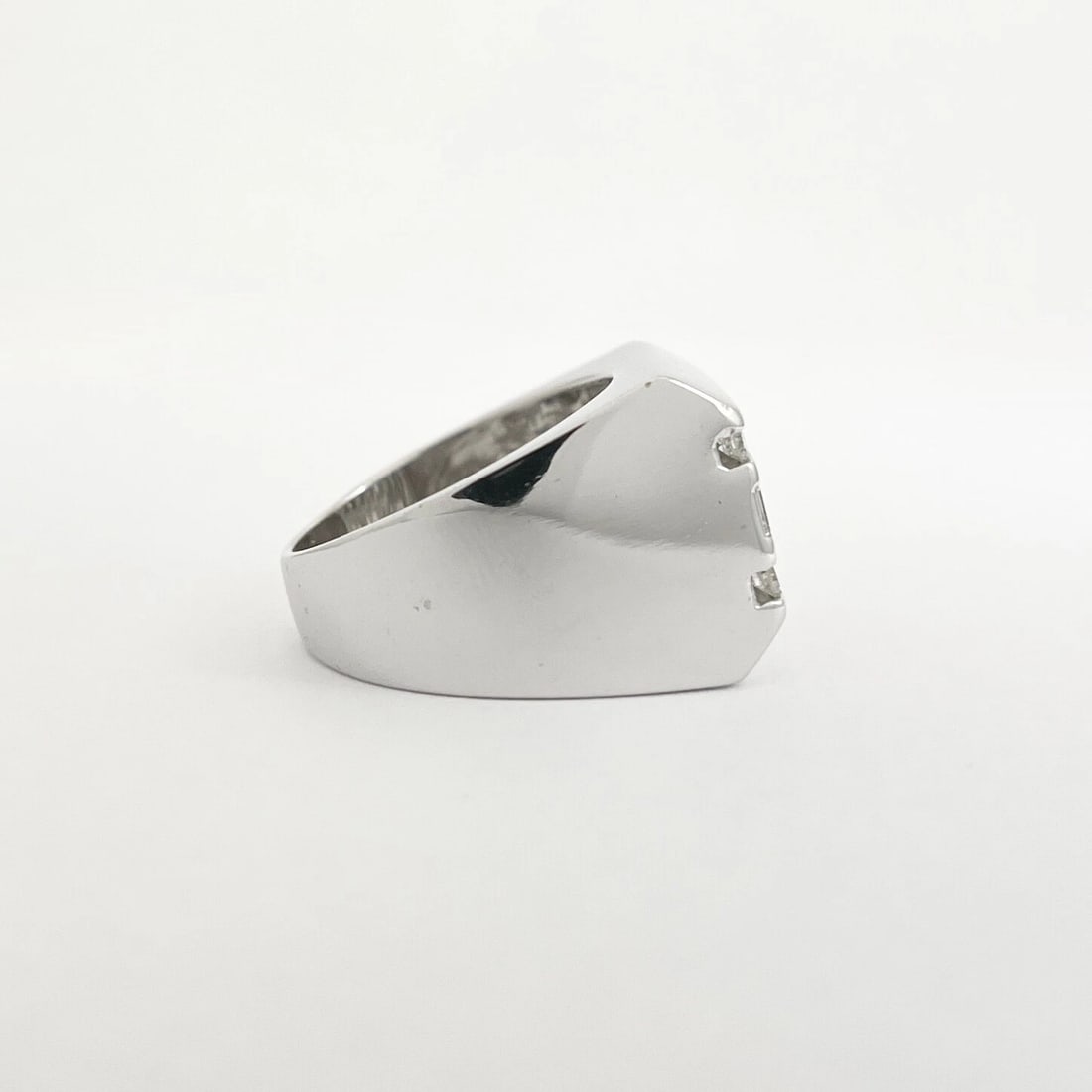 Men's Flat Top Baguette Round Diamond Channel-Set Ring 18K White Gold, 16.75 Gr - 9