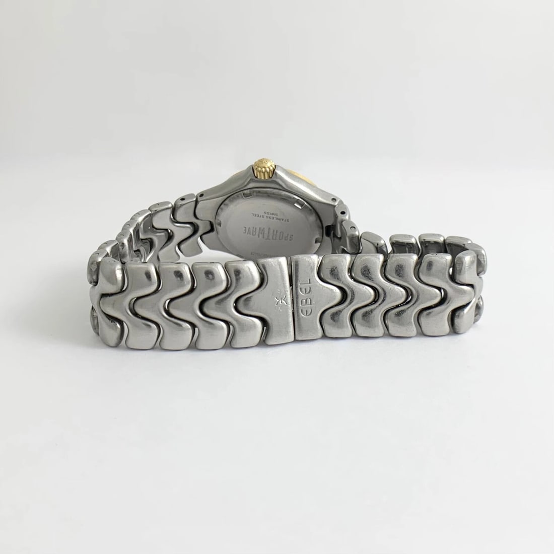 Ebel Sportwave Two-Tone Stainless Steel 18K Yellow Gold Watch, White Dial, 27 mm - 10