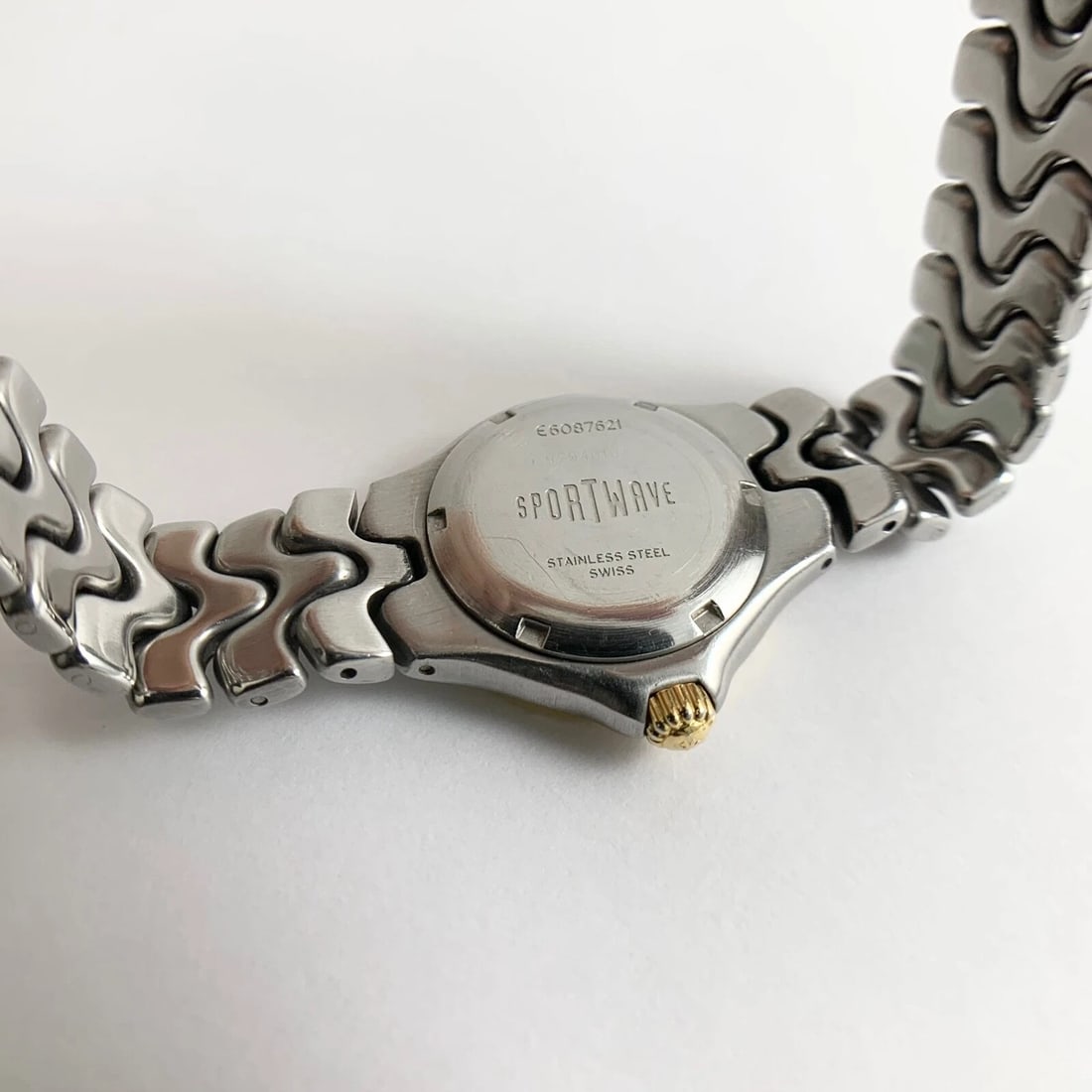 Ebel Sportwave Two-Tone Stainless Steel 18K Yellow Gold Watch, White Dial, 27 mm - 12