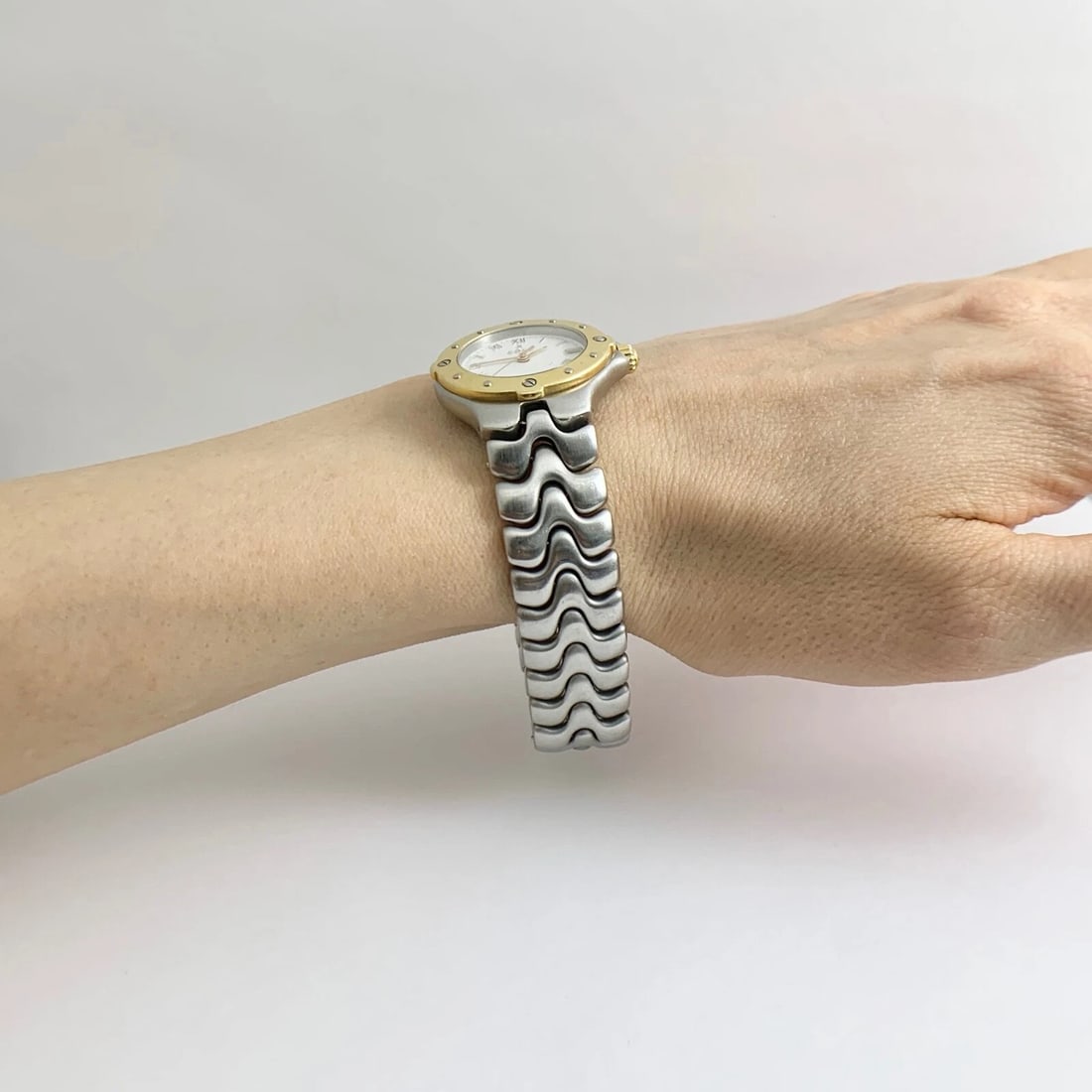 Ebel Sportwave Two-Tone Stainless Steel 18K Yellow Gold Watch, White Dial, 27 mm - 6