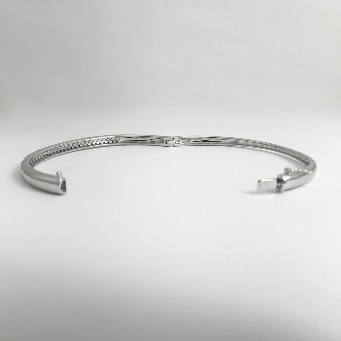 Pave Black White Diamond Bangle Bracelet 14K White Gold, 1.75 CTW, 14.07 Grams - 11