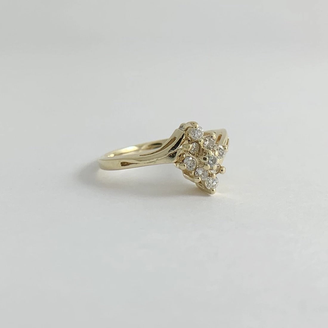 Diamond Marquise Cluster Statement Ring 14K Yellow Gold, .18 CTW, 1.97 Grams - 8