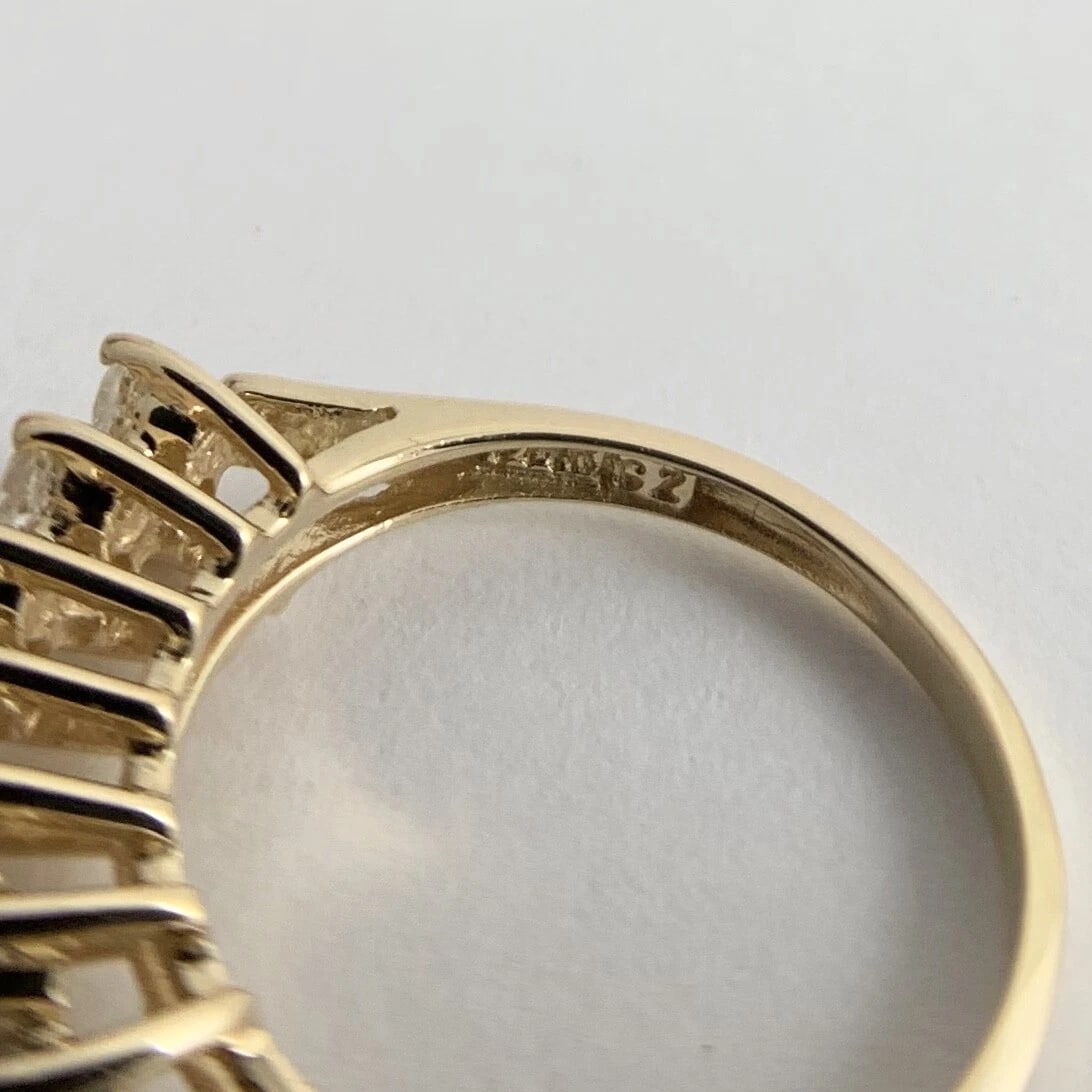 2-Row Round CZ Cubic Zirconia Wedding Band Ring 14K Yellow Gold, 2.95 Grams - 11