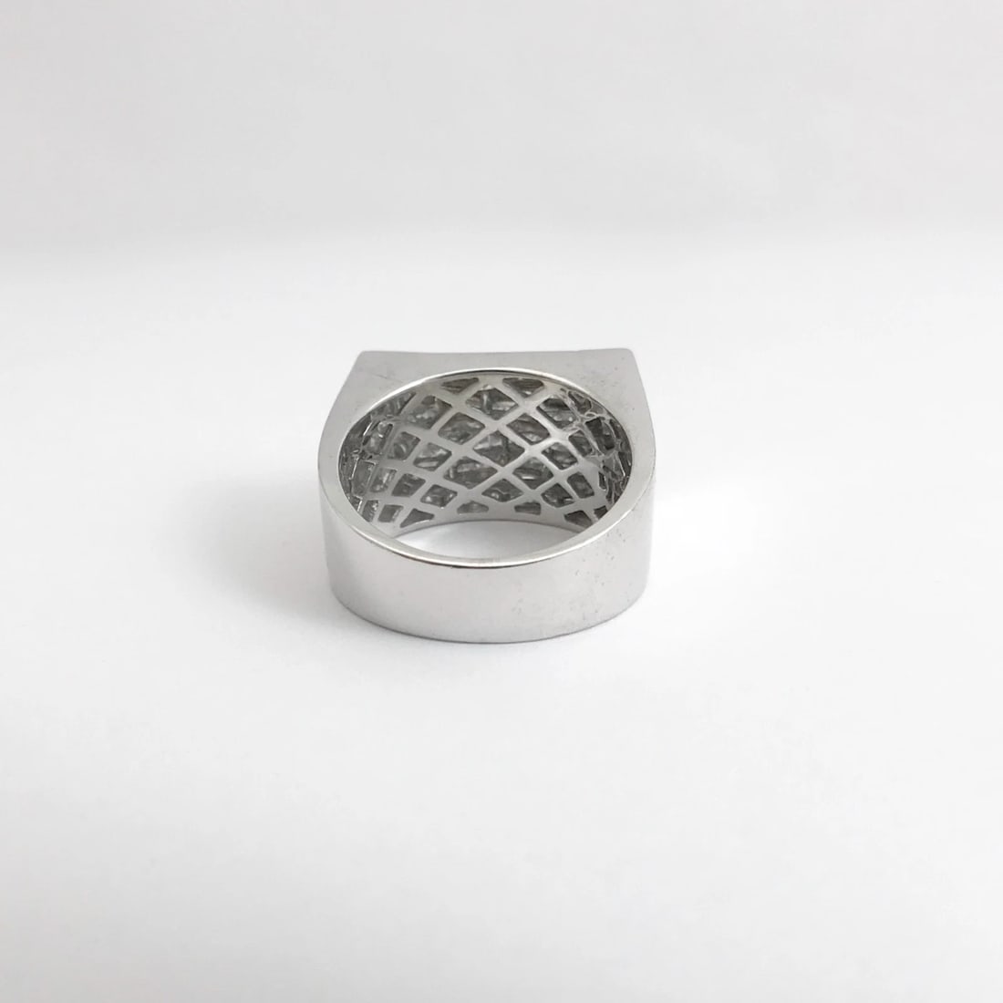 Men's Princess Diamond Invisible Set Ramp Ring 14K White Gold, 2.25 CTW, 14.93 G - 10