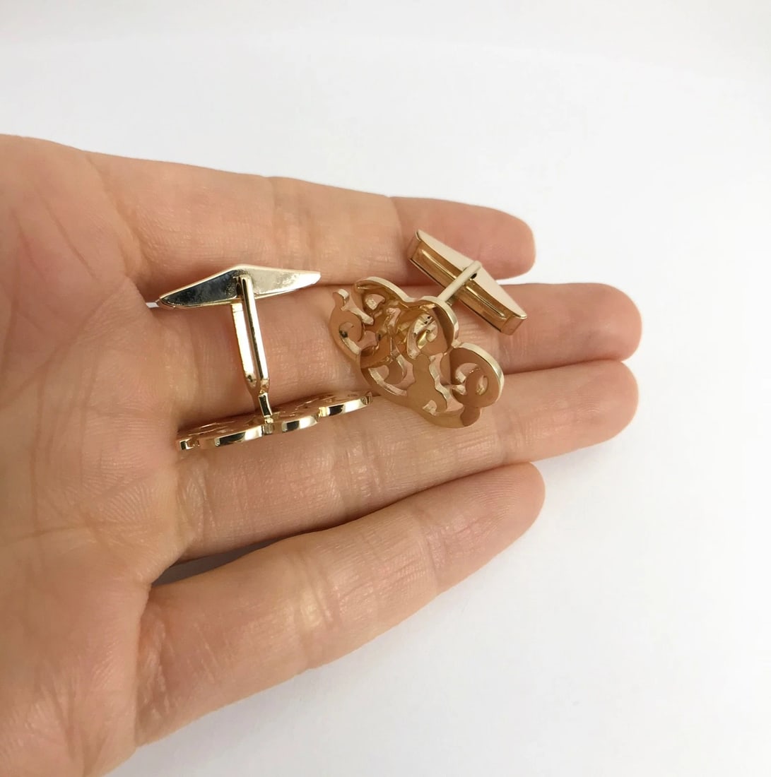 TGP FGP Monogram Initial 14K Yellow Gold Cufflinks, 19 mm, 11.93 Grams - 3