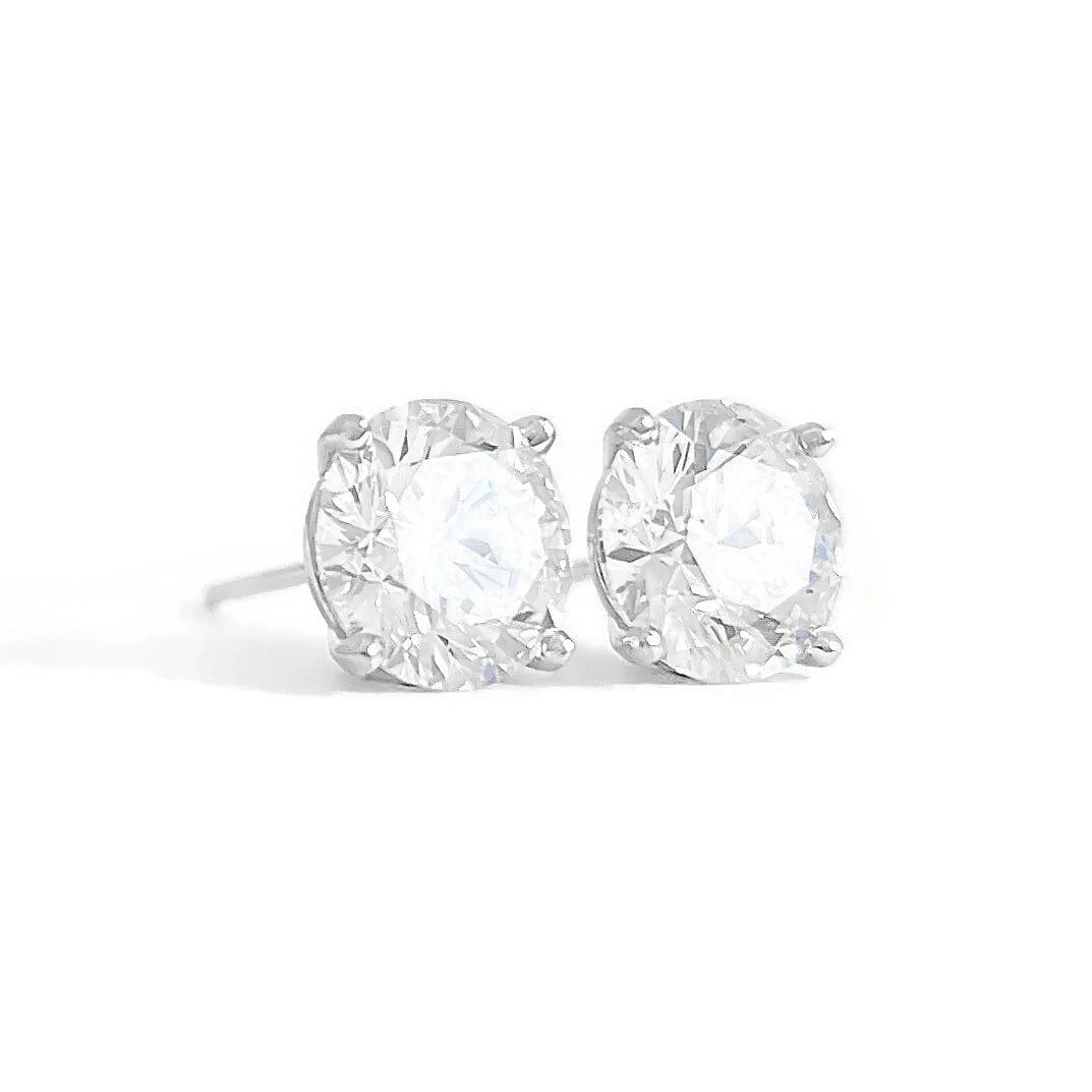 Round Lab-Created Diamond Stud Earrings 14K White Gold 4-Prong Martini, 4.04 CTW: Round Lab-Created Diamond Stud Earrings 14K White Gold 4-Prong Martini, 4.04 CTW These are gorgeous diamond stud earrings! Please let us know if you have any questions. Diamonds: 2 lab-created round b