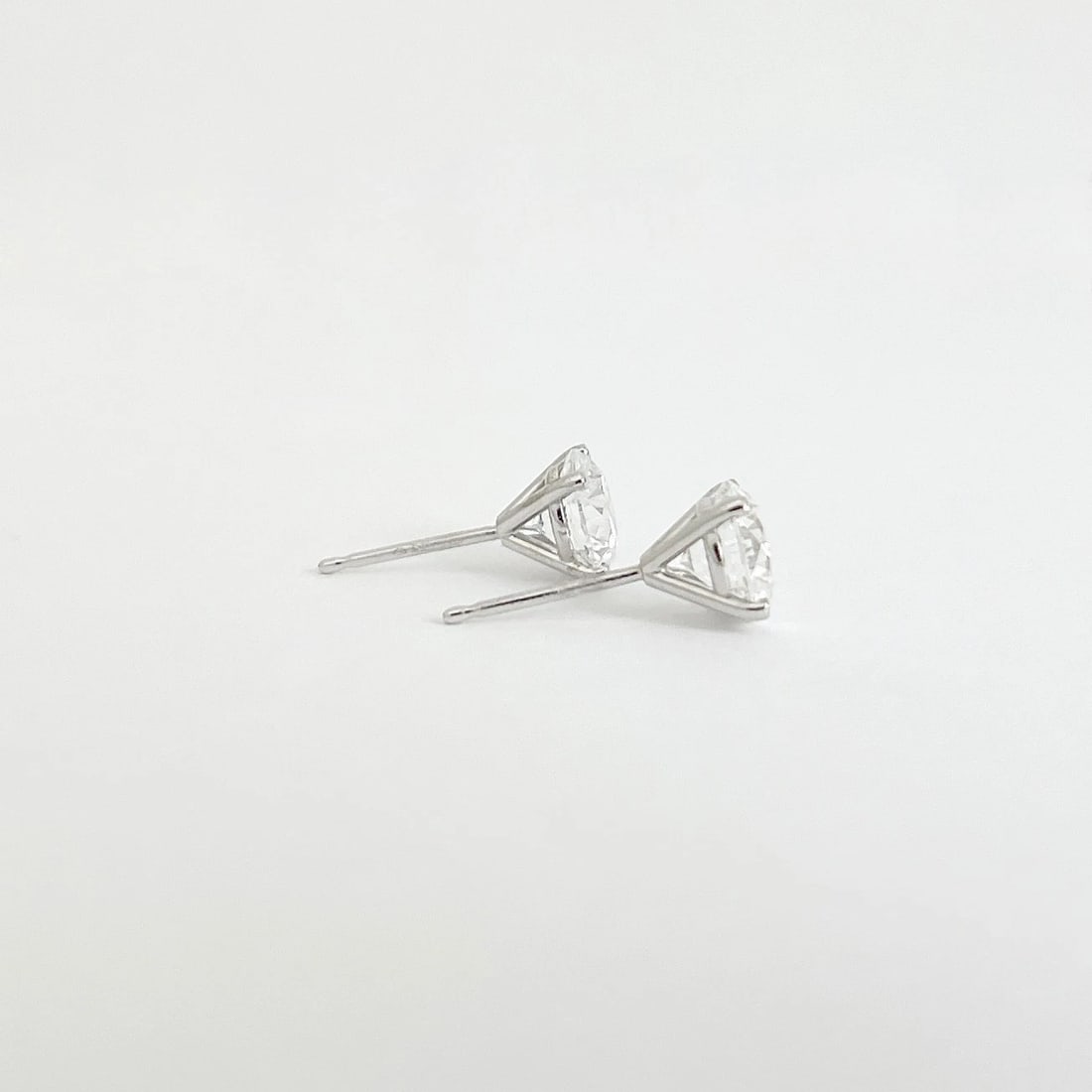 Round Lab-Created Diamond Stud Earrings 14K White Gold 4-Prong Martini, 2.01 CTW - 6