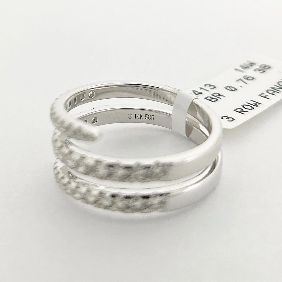 Diamond Spiral Crossover Wrap Bypass Statement Ring 14K White Gold .76 CTW - 7