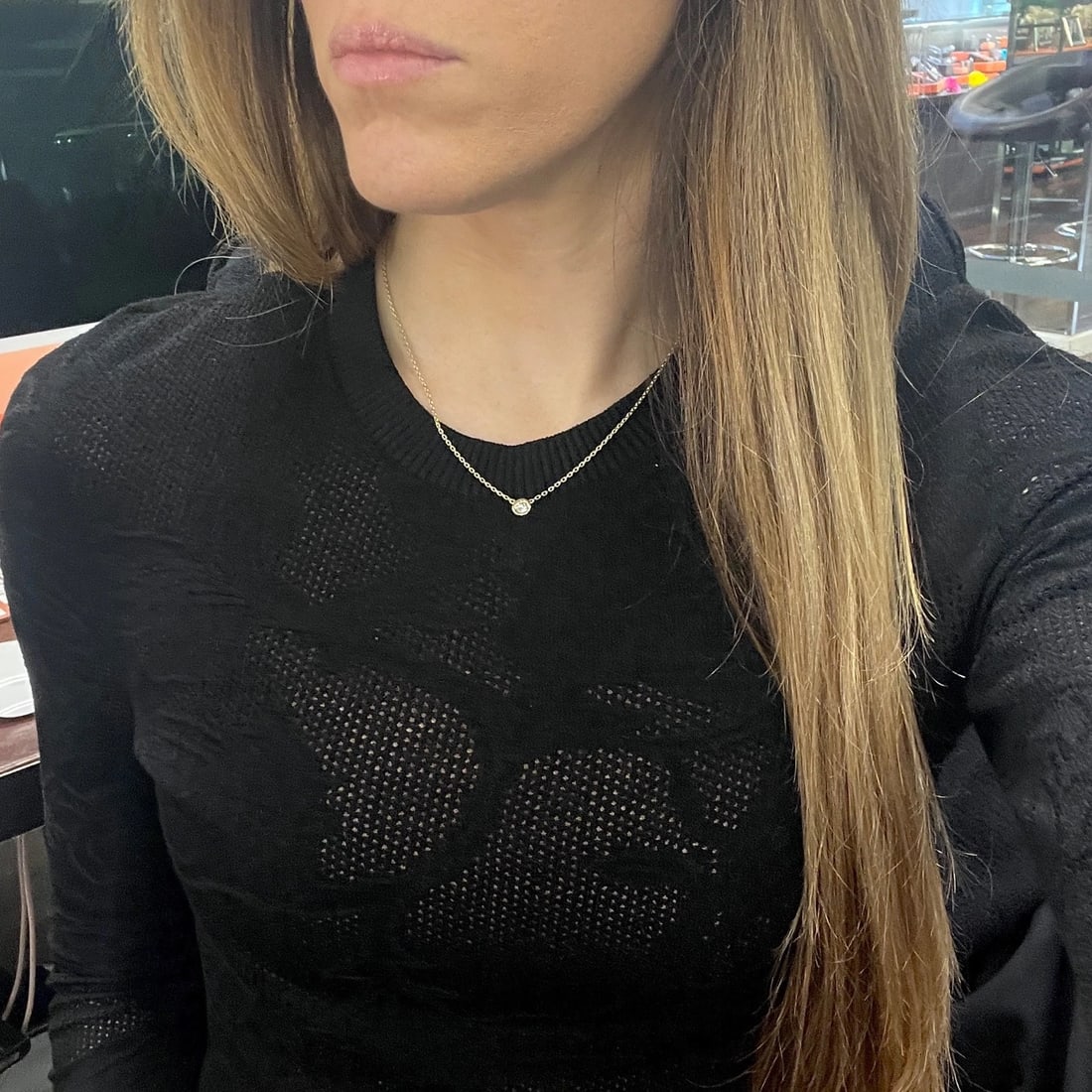 Round Solitaire Bezel Diamond Pendant Necklace 14K Yellow Gold, .33 CT - 5