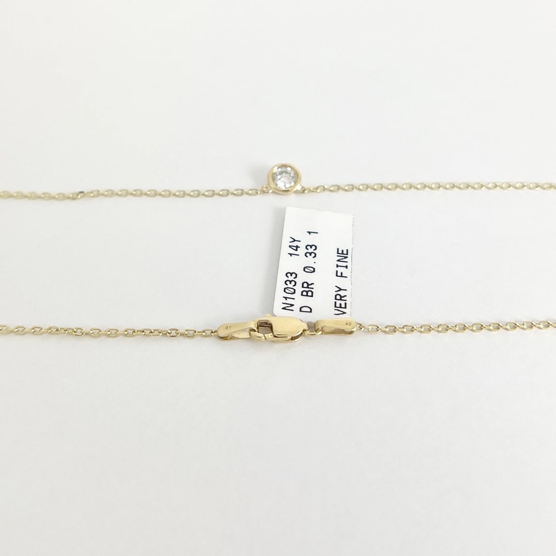 Round Solitaire Bezel Diamond Pendant Necklace 14K Yellow Gold, .33 CT - 7