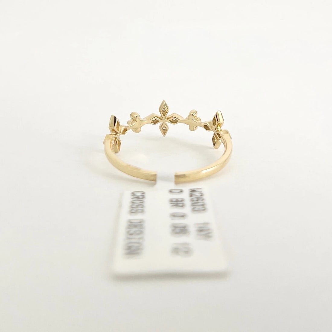 Dainty Diamond Floral Cross Ring 14K Yellow Gold, Size 6.5, .05 CTW - 7