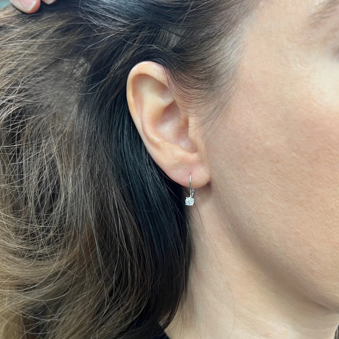 Round Diamond Solitaire Drop Earrings 14K White Gold, .51 CTW - 5