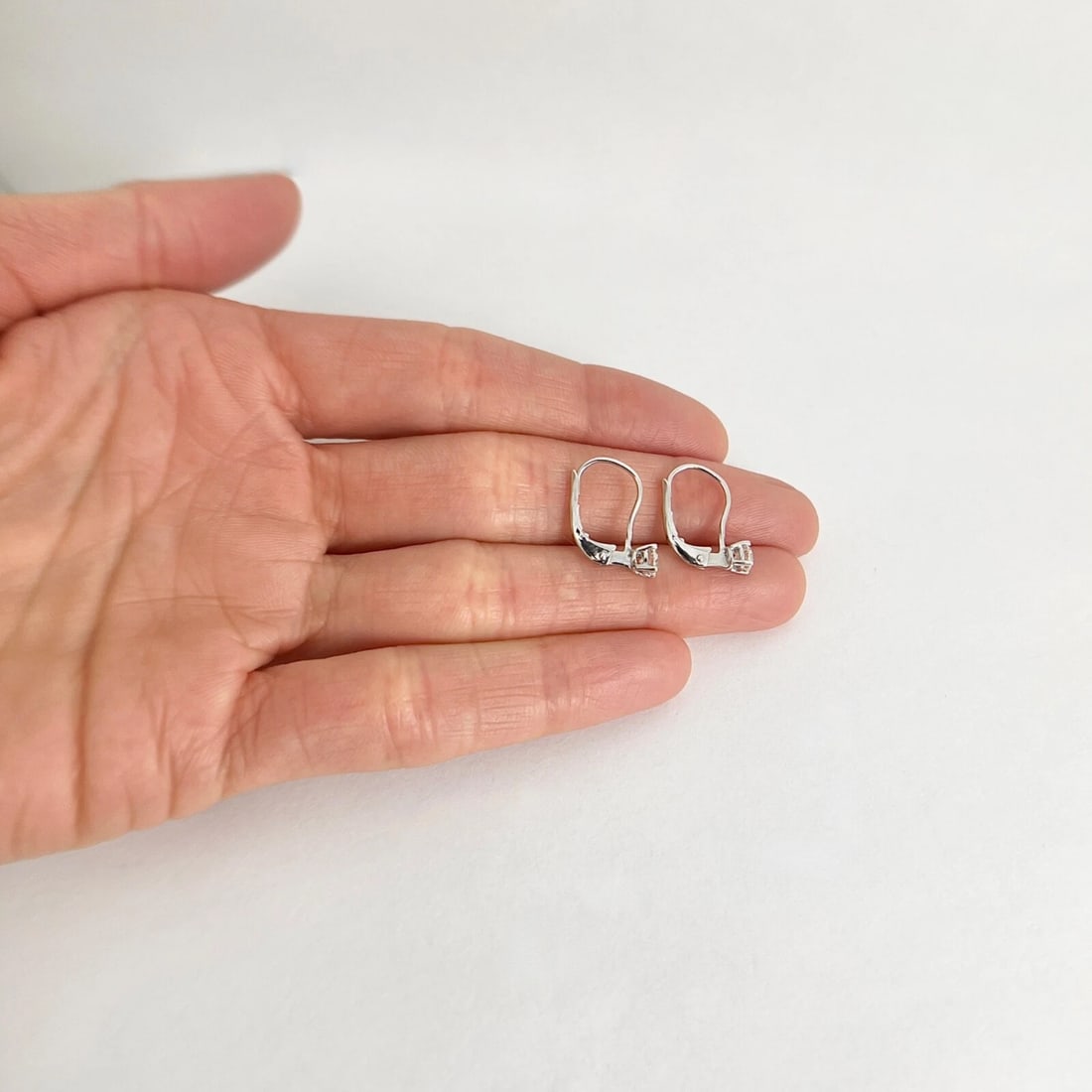 Round Diamond Solitaire Drop Earrings 14K White Gold, .51 CTW - 6