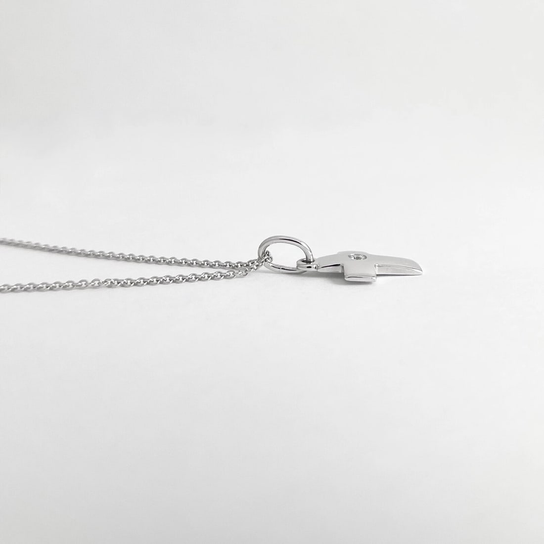 Solitaire Diamond Cross Religious Pendant Necklace 14K White Gold, .05 CT - 6