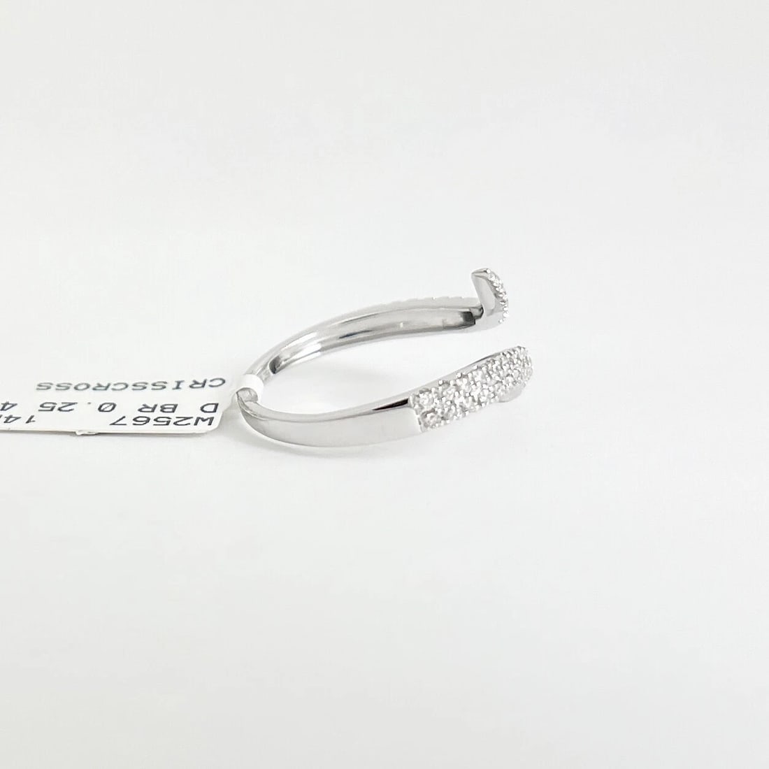 Diamond Crossover Wrap Bypass Statement Ring 14K White Gold .25 CTW - 7