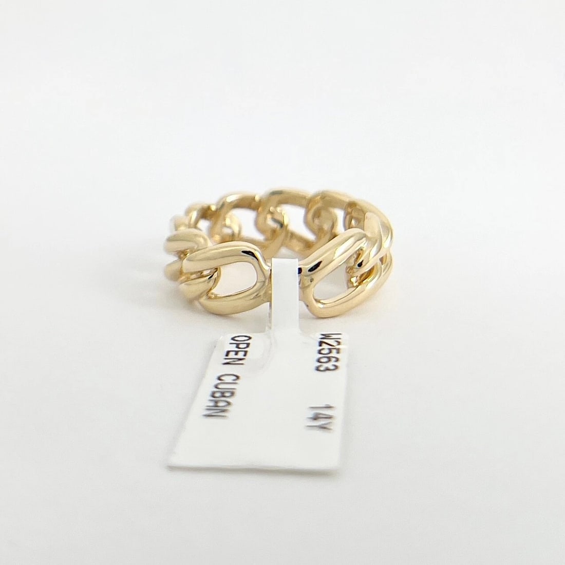 Curb Cuban Chain Link Band Ring 14K Yellow Gold, Size 6.5 - 6