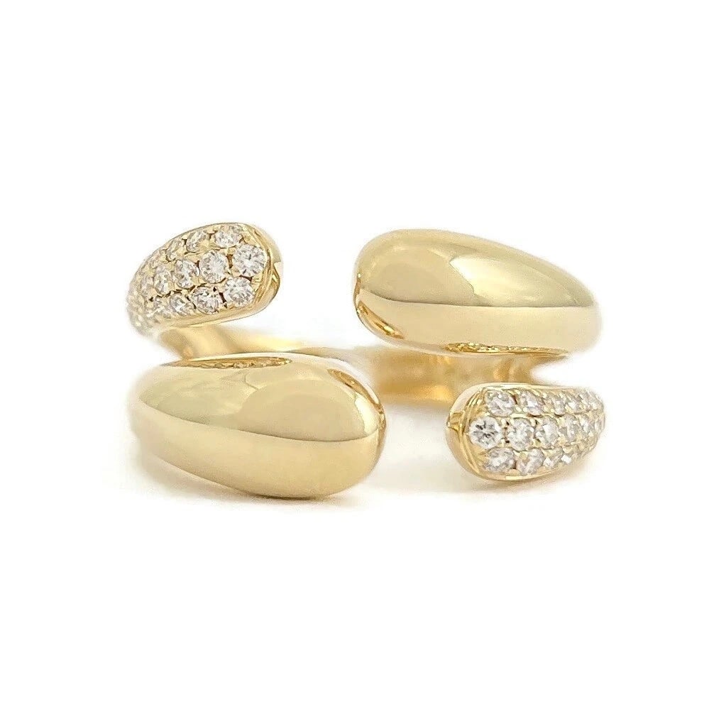 Asymmetrical Pave Diamond Open Statement Ring 14K Yellow Gold .30 CTW - 2