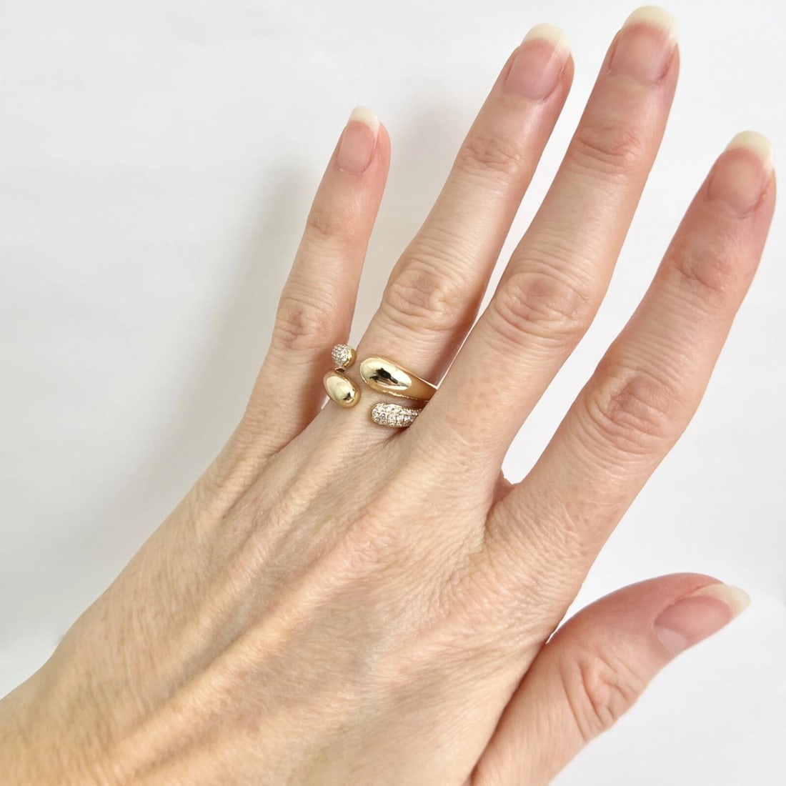 Asymmetrical Pave Diamond Open Statement Ring 14K Yellow Gold .30 CTW - 6