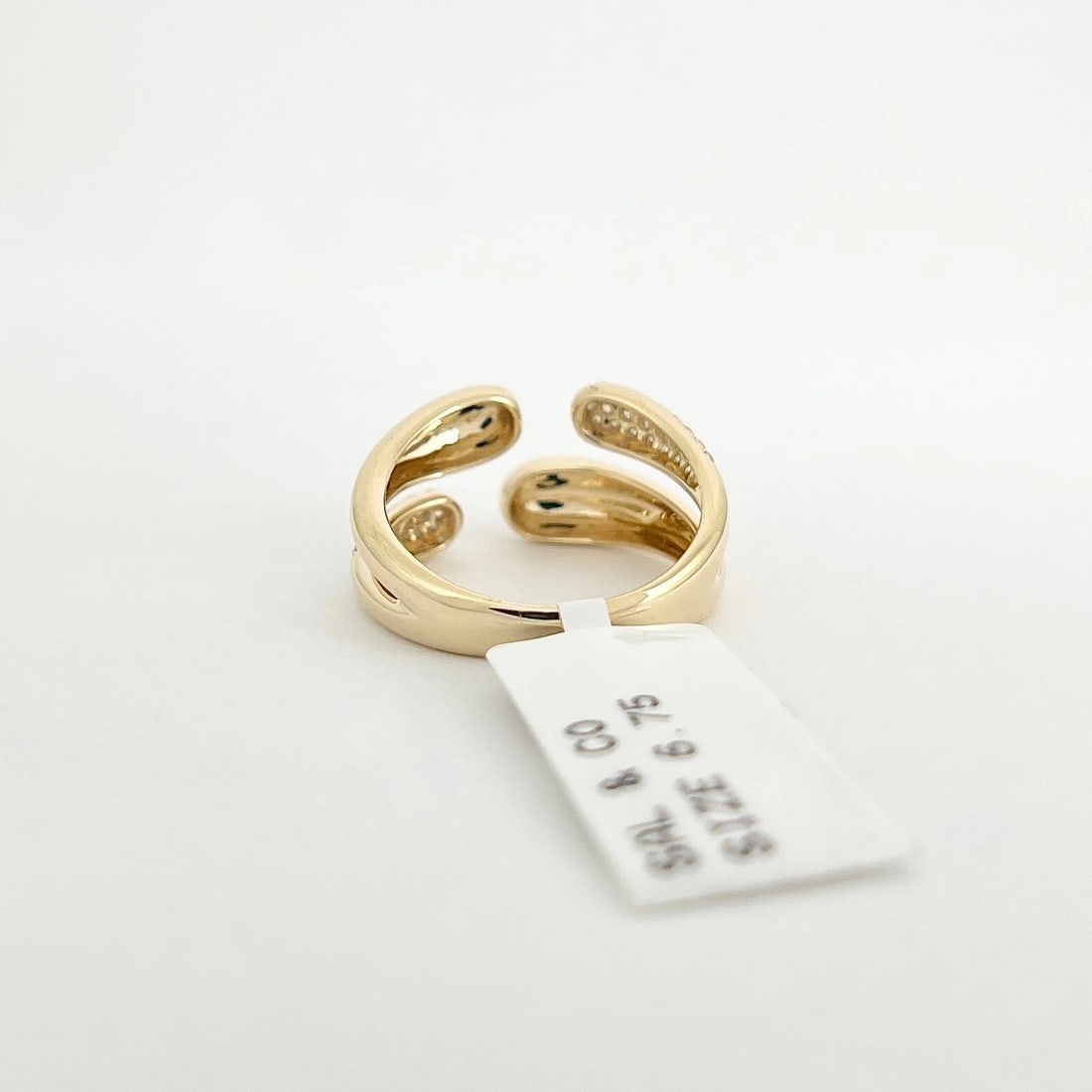 Asymmetrical Pave Diamond Open Statement Ring 14K Yellow Gold .30 CTW - 9