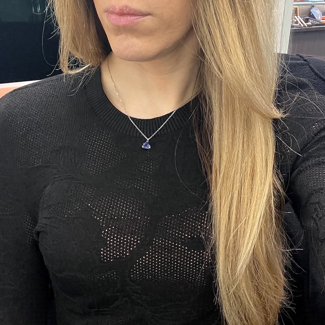 Trillion Blue Tanzanite Gemstone Pendant Necklace 14K White Gold, 1.43 CT - 5