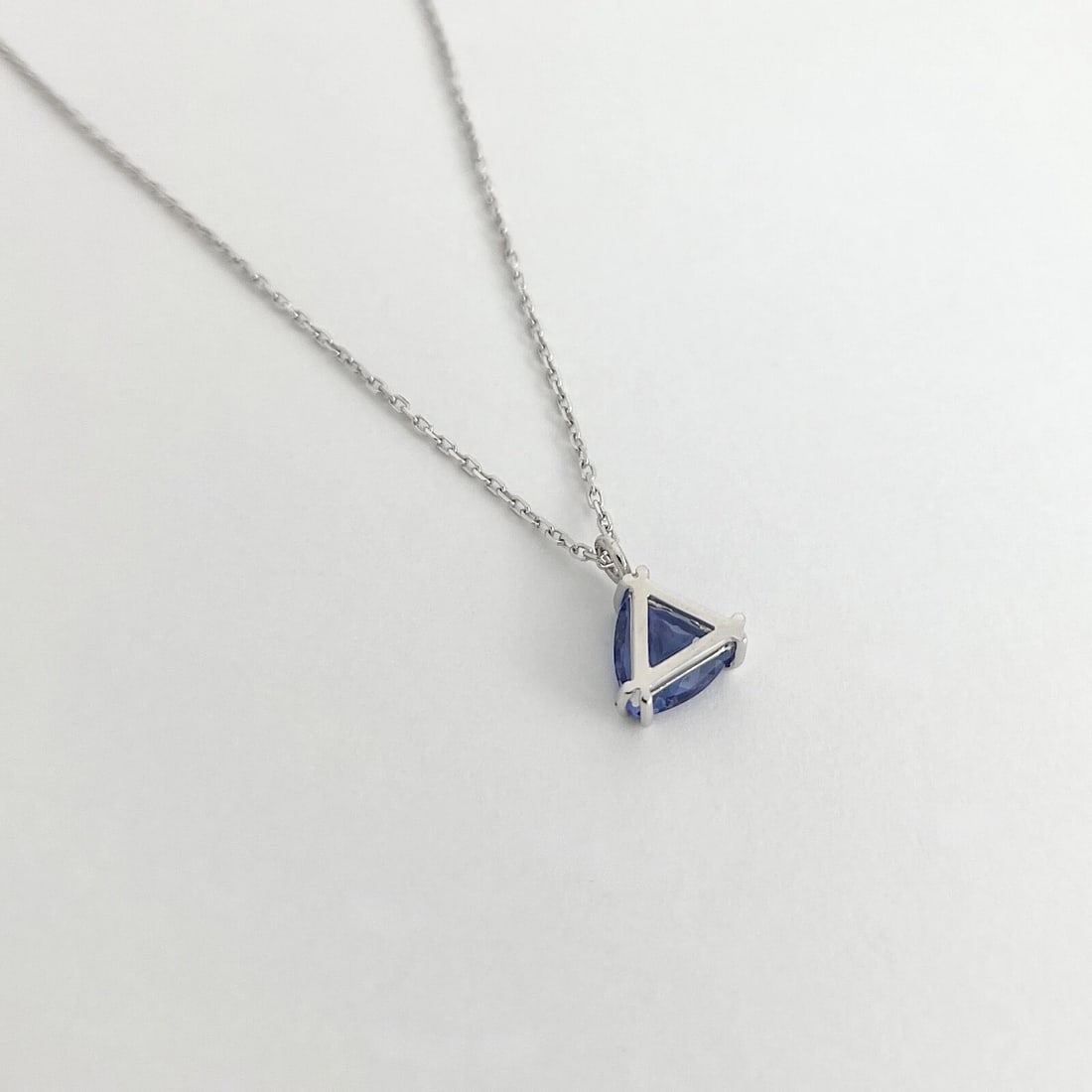 Trillion Blue Tanzanite Gemstone Pendant Necklace 14K White Gold, 1.43 CT - 7