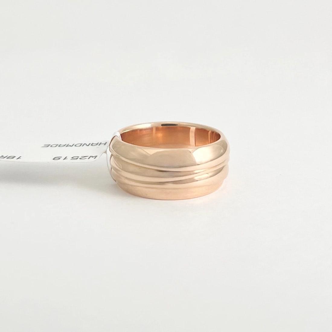 Wide Ribbed Statement Ring 18K Pink Rose Gold, Size 6.25 - 7