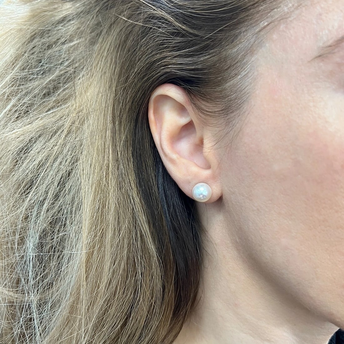 Round Cultured Pearl Stud Earrings 14K Yellow Gold, 9.5 mm - 5