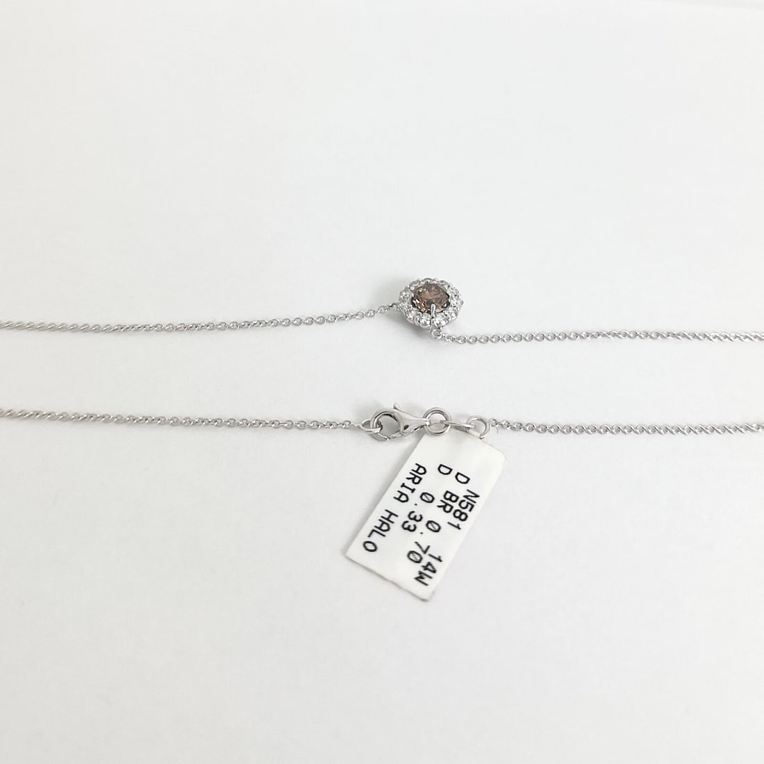 Fancy Brown Diamond Round Halo Pendant Necklace 14K White Gold, 1.03 CTW - 8