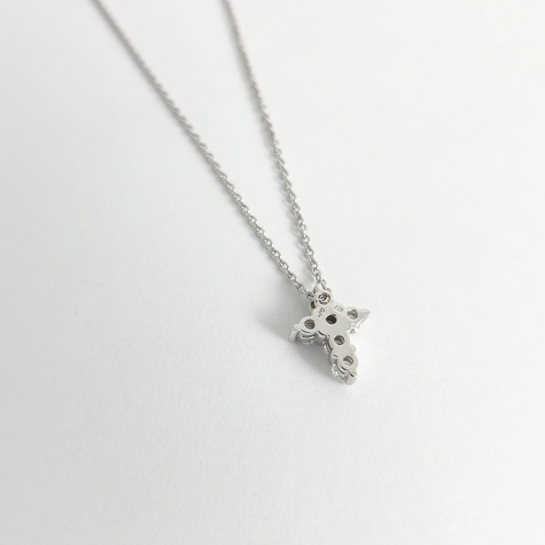 Small Diamond Cross Pendant Necklace 14K White Gold, .55 CTW - 7