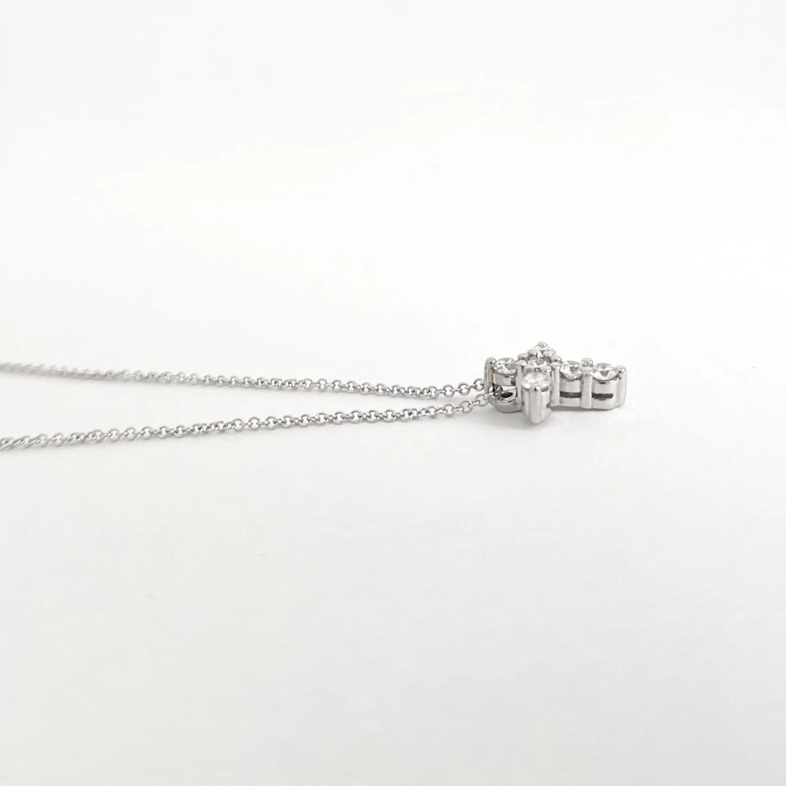 Small Diamond Cross Religious Pendant Necklace 14K White Gold .35 CTW - 6