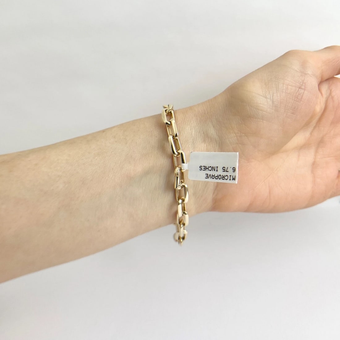 Pave Diamond Paperclip Chain Link Bracelet 14K Yellow Gold, .45 CTW - 6