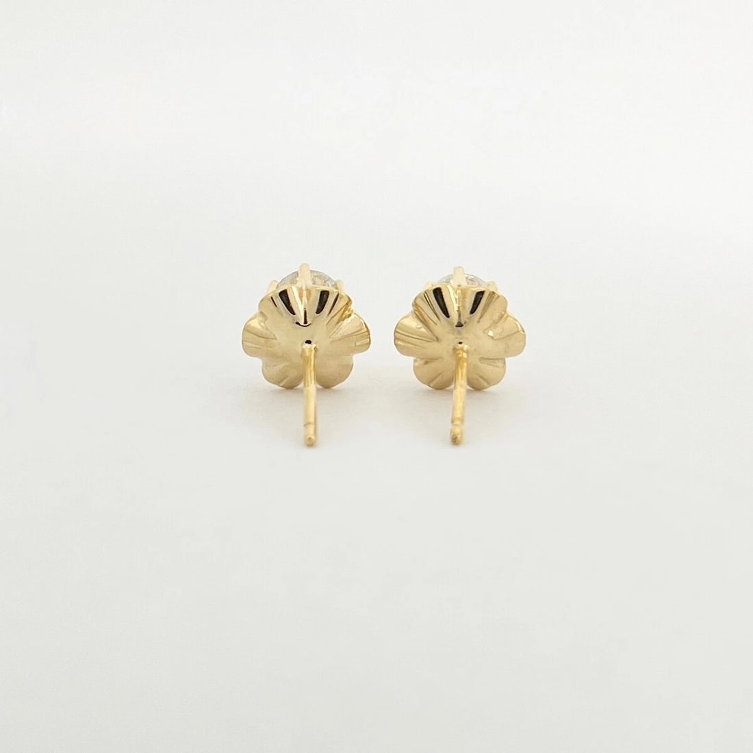 Round Diamond Buttercup Stud Earrings 14K Yellow Gold, .70 CTW - 8