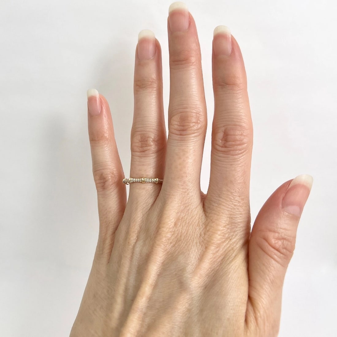 Pave Diamond Bamboo Band Ring 14K Yellow Gold, .21 CTW - 3